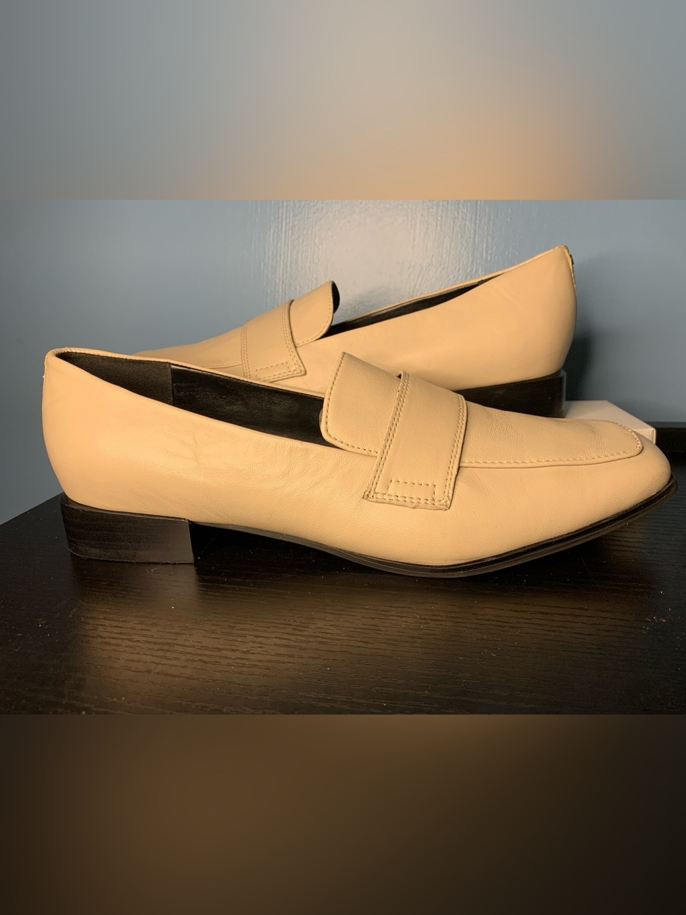 Calvin Klein Beige Leather Penny Loafers for Women